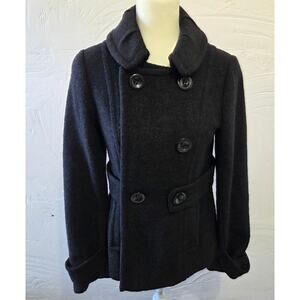 Urban Behavior Double Breasted Black Wool Blend Coat Peacoat Womans Size Medium